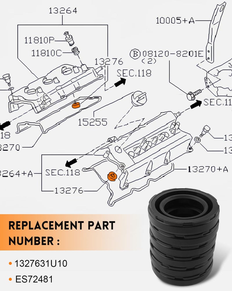 YUANTUO Spark Plug Tube Seal Set Fit for Infiniti FX35 G35 I30 I35 QX4/ Nissan Altima Frontier Maxima Pathfinder/Suzuki Equator, Replace ES72481, 1327631U10, 6PCS - Image 3